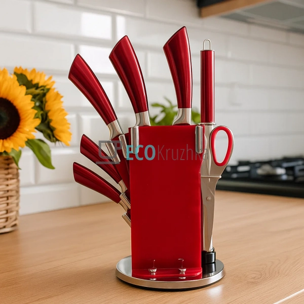 Набір ножів на підставці 9 предметів з обертовою підстав ... Набір ножів на підставці 9 предметів з обертовою підстав ...
