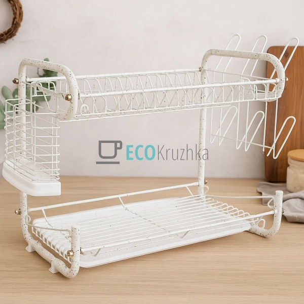 Сушка для посуду з нержавейки двоярусна Edenberg Біла EB ... Сушка для посуду з нержавейки двоярусна Edenberg Біла EB ...