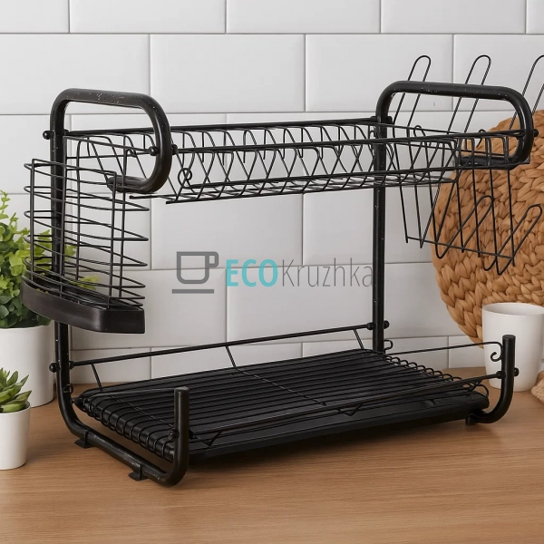 Сушка для посуду з нержавейки двоярусна Edenberg Чорна E ...