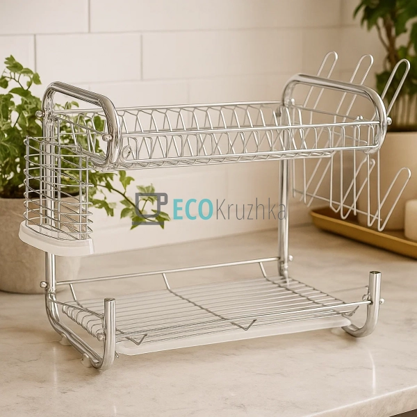 Сушка для посуду  двоярусна Edenberg Хром EB-2108