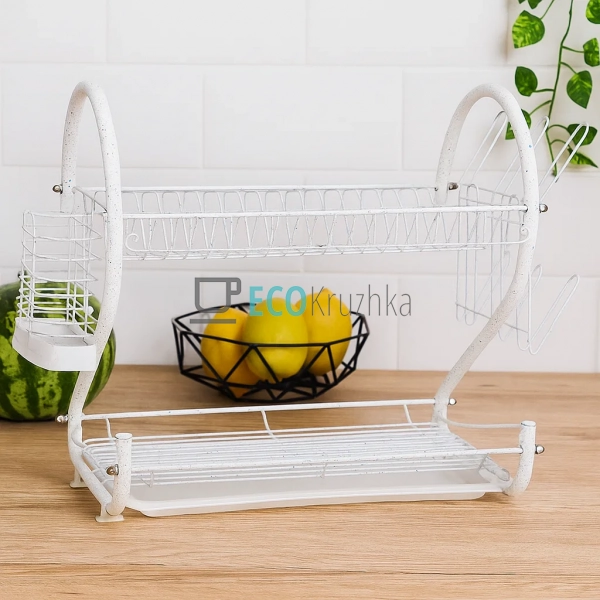 Сушка для посуду з двоярусна Edenberg Біла EB-2108M Сушка для посуду з двоярусна Edenberg Біла EB-2108M
