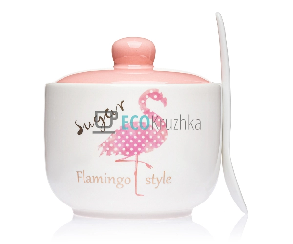 Цукорниця з ложкою 450 мл Фламінго 11х7,5см EK700-03-13 Цукорниця з ложкою 450 мл Фламінго 11х7,5см EK700-03-13