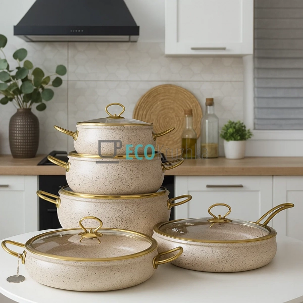 Набір каструль Edenberg 10 предметів з мармуровим антипр ...
