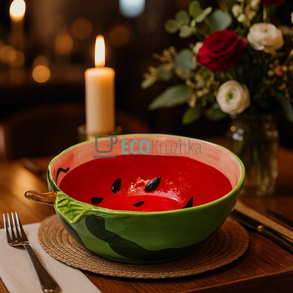 Керамічний салатник "Watermelon", 3 л, 30x23.8x10 см, мо ...