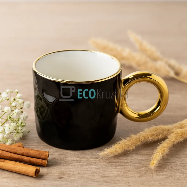 Кухоль порцеляновий з золотою ручкою "Бублик", 300 мл Чо ...