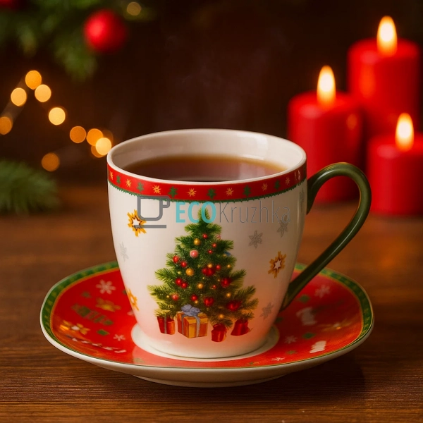 Порцелянова чашка з блюдцем "Святковий флер", 220 мл (49 ...