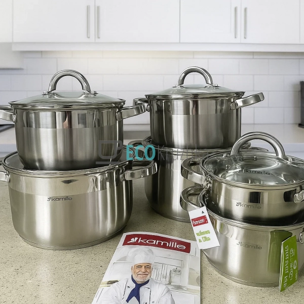 Набір каструль з нержавіючої сталі 12 предметів з кришка ...