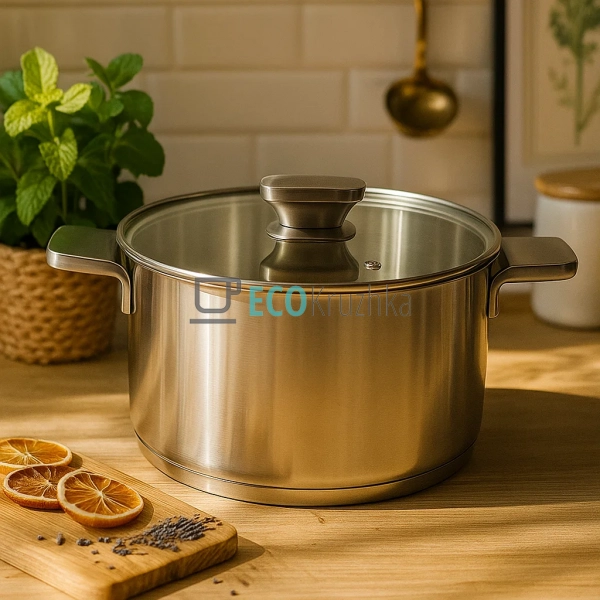 Каструля нержавіюча 5.7л професійна з кришкою Maestro MR ...