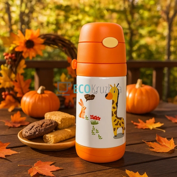 Дитячий термос-поїлка з трубочкою 500 мл Giraffe помаран ... Дитячий термос-поїлка з трубочкою 500 мл Giraffe помаран ...