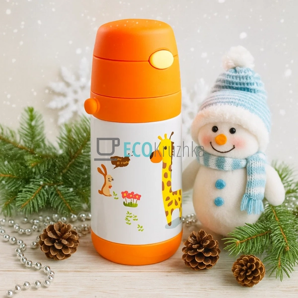 Дитячий термос-поїлка з трубочкою 500 мл Giraffe помаран ... Дитячий термос-поїлка з трубочкою 500 мл Giraffe помаран ...