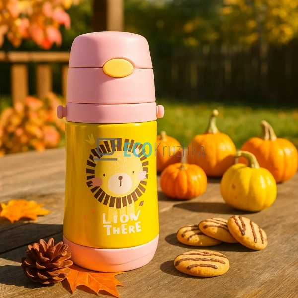 Дитячий термос-поїлка з трубочкою 500 мл Lion бежевий (M ... Дитячий термос-поїлка з трубочкою 500 мл Lion бежевий (M ...