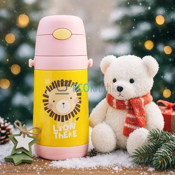 Дитячий термос-поїлка з трубочкою 500 мл Lion бежевий (M ... Дитячий термос-поїлка з трубочкою 500 мл Lion бежевий (M ...