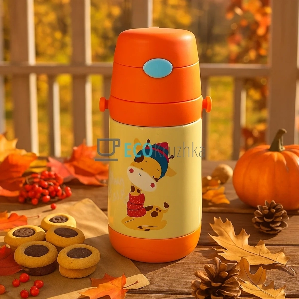 Дитячий термос-поїлка з трубочкою 500 мл Baby Giraffe по ... Дитячий термос-поїлка з трубочкою 500 мл Baby Giraffe по ...