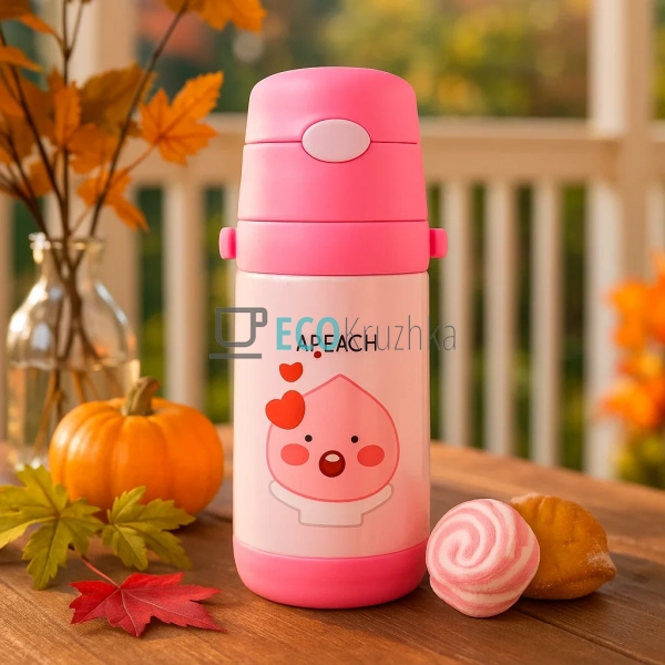 Дитячий термос-поїлка з трубочкою 500 мл Apeach рожевий ... Дитячий термос-поїлка з трубочкою 500 мл Apeach рожевий ...