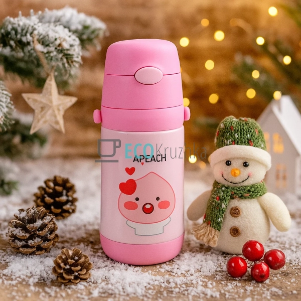 Дитячий термос-поїлка з трубочкою 500 мл Apeach рожевий ... Дитячий термос-поїлка з трубочкою 500 мл Apeach рожевий ...