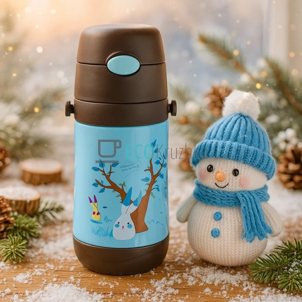 Дитячий термос-поїлка з трубочкою 500 мл Funny Animals к ... Дитячий термос-поїлка з трубочкою 500 мл Funny Animals к ...