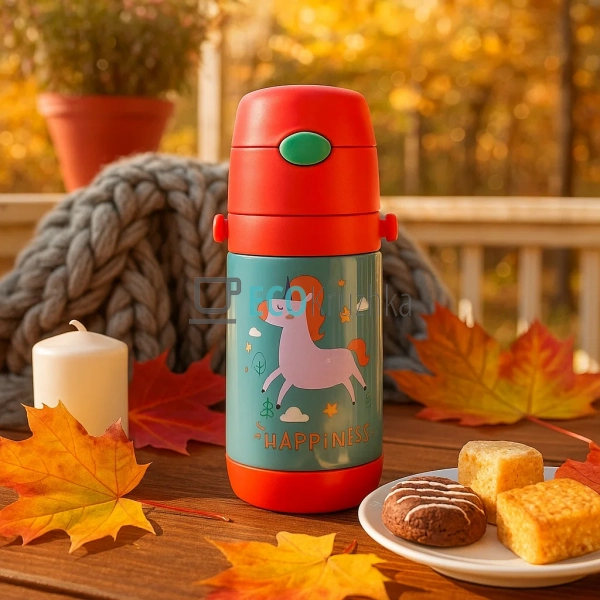 Дитячий термос-поїлка з трубочкою 500 мл Unicorn червони ... Дитячий термос-поїлка з трубочкою 500 мл Unicorn червони ...