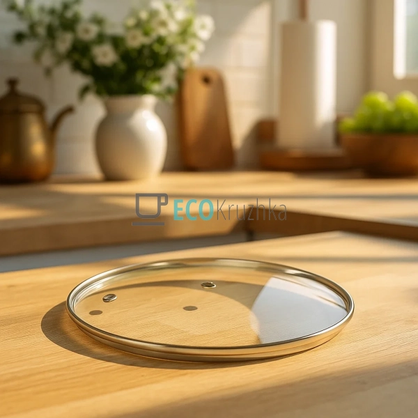 Кришка скляна з нержавіючим обідком без ручки 18 см FRU- ...