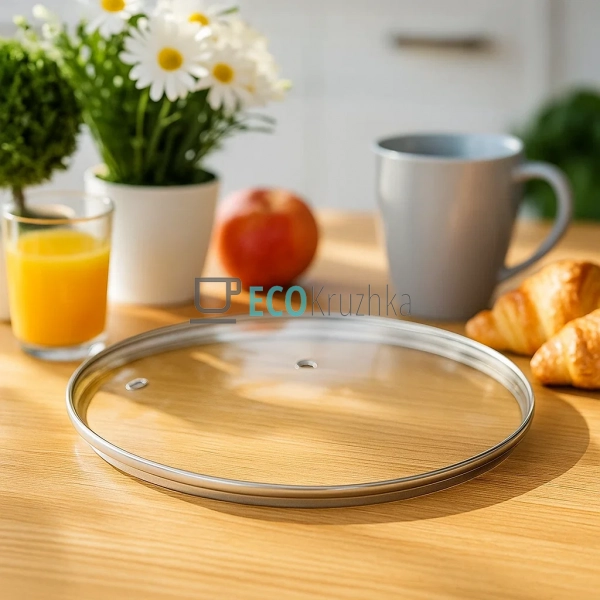 Кришка скляна з нержавіючим обідком без ручки 26 см FRU- ...