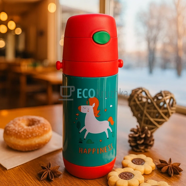 Дитячий термос-поїлка з трубочкою 500 мл Unicorn червони ... Дитячий термос-поїлка з трубочкою 500 мл Unicorn червони ...