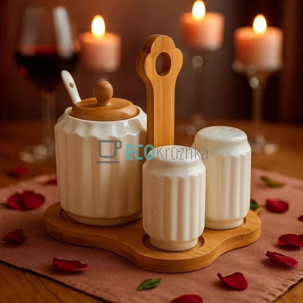 Набір для спецій Naturel — сільничка, перечниця і цукорн ... Набір для спецій Naturel — сільничка, перечниця і цукорн ...