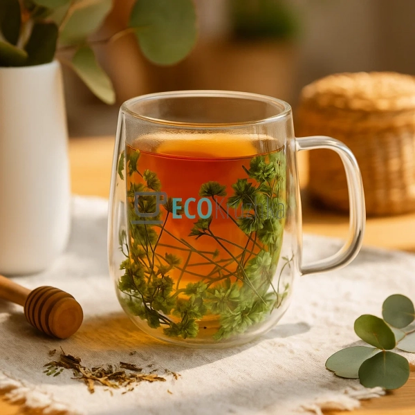 Скляна чашка з подвійними стінками та сухоцвітами 200 мл ... Скляна чашка з подвійними стінками та сухоцвітами 200 мл ...