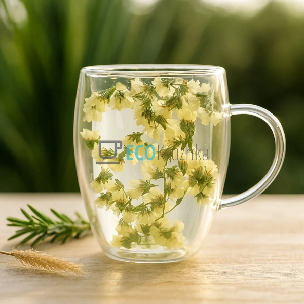 Скляна чашка з подвійними стінками та сухоцвітами 300 мл ... Скляна чашка з подвійними стінками та сухоцвітами 300 мл ...