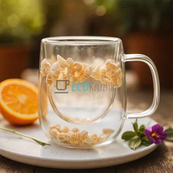 Скляна чашка з подвійними стінками 320 мл з морськими му ... Скляна чашка з подвійними стінками 320 мл з морськими му ...