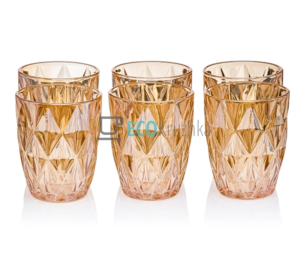 Набір кольорових склянок 6шт Glassware 270 мл Золото EK1 ... Набір кольорових склянок 6шт Glassware 270 мл Золото EK1 ...