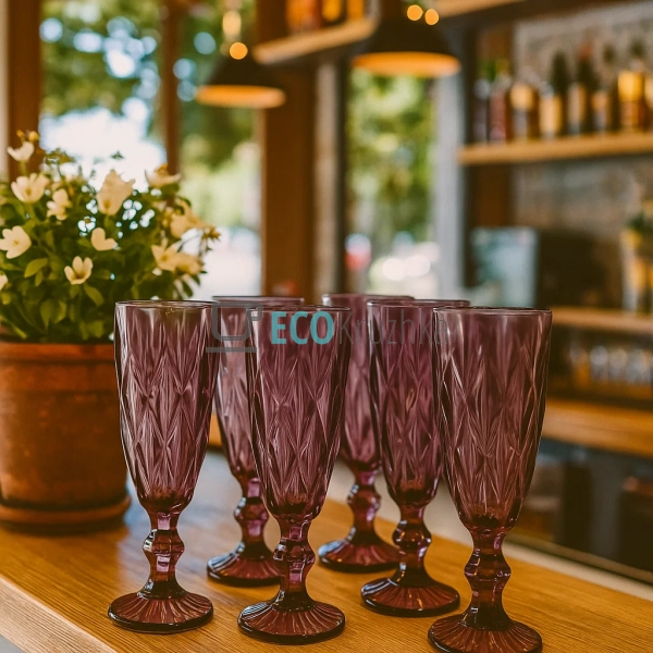 Набір келихів для шампанського з кольорового скла 6 шт G ... Набір келихів для шампанського з кольорового скла 6 шт G ...