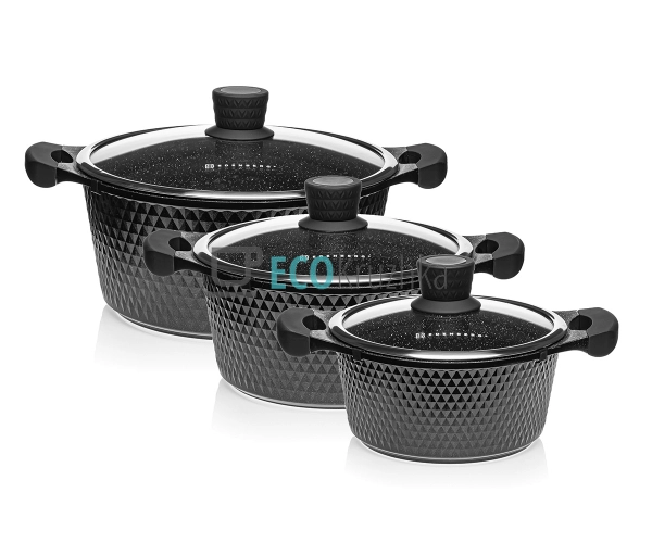 Набір Каструль Edenberg з мармуровим покриттям антиприга ...