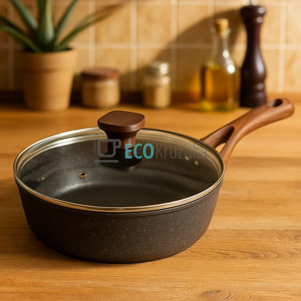 Глибока сковорода з кришкою та гранітним покриттям 24 х ... Глибока сковорода з кришкою та гранітним покриттям 24 х ...