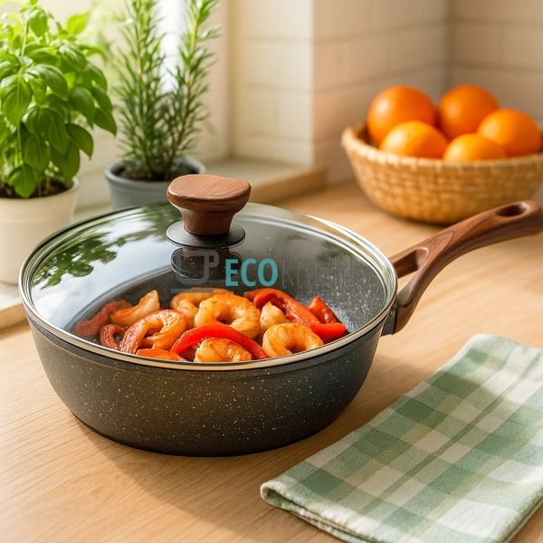 Глибока сковорода з кришкою та гранітним покриттям 24 х ... Глибока сковорода з кришкою та гранітним покриттям 24 х ...