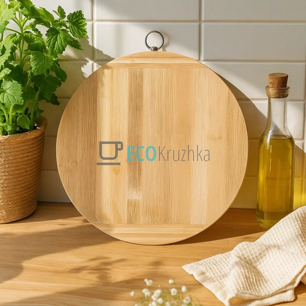 Обробна дошка бамбукова кругла 30 см FRU-799