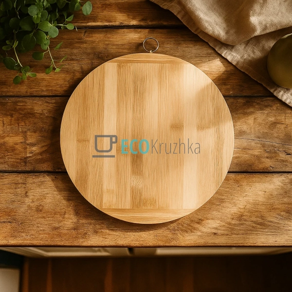 Обробна дошка бамбукова кругла 35 см FRU-800
