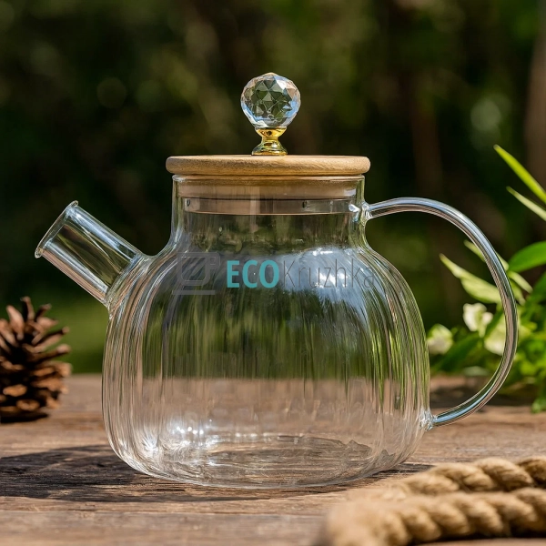 Чайник 1000 мл для заварювання скляний з бамбуковою криш ... Чайник 1000 мл для заварювання скляний з бамбуковою криш ...