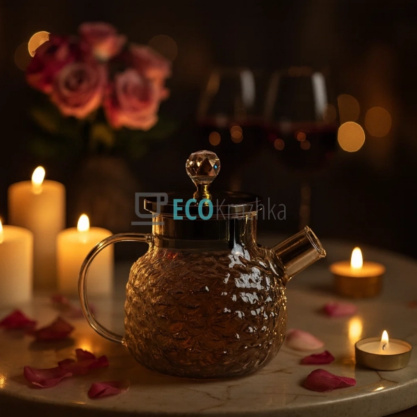 Заварник для чаю 1 л з металевою кришкою Скляний Сірий ... Заварник для чаю 1 л з металевою кришкою Скляний Сірий ...