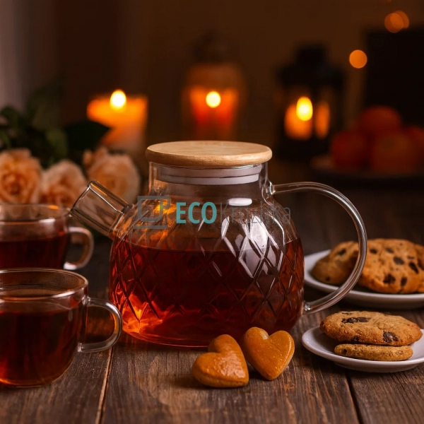 Чайник 1000 мл, боросилікатне скло, прозорий, скляний, б ... Чайник 1000 мл, боросилікатне скло, прозорий, скляний, б ...