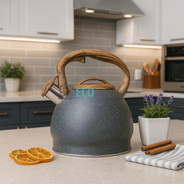 Чайник з нержавіючої сталі зі свистком і бакелітовою руч ... Чайник з нержавіючої сталі зі свистком і бакелітовою руч ...