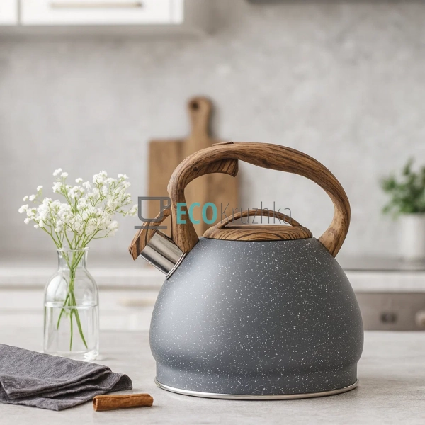 Чайник з нержавіючої сталі зі свистком і бакелітовою руч ... Чайник з нержавіючої сталі зі свистком і бакелітовою руч ...