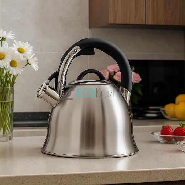 Чайник 2.2 л з нержавіючої сталі зі свистком і нейлоново ... Чайник 2.2 л з нержавіючої сталі зі свистком і нейлоново ...