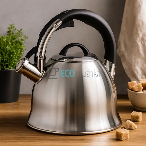 Чайник 2.2 л з нержавіючої сталі зі свистком і нейлоново ... Чайник 2.2 л з нержавіючої сталі зі свистком і нейлоново ...