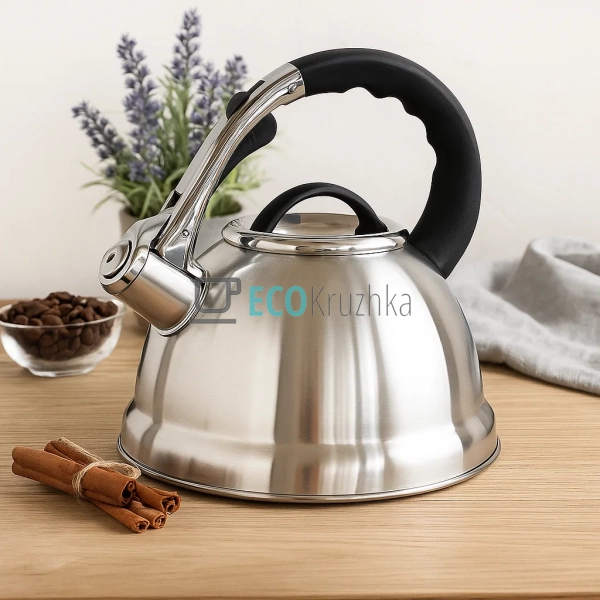Чайник 2.8 л з нержавіючої сталі зі свистком і нейлоново ... Чайник 2.8 л з нержавіючої сталі зі свистком і нейлоново ...