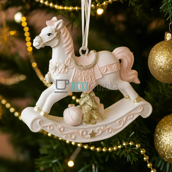 Декоративна підвісна фігурка «Конячка‑гойдалка» 8 см біл ...
