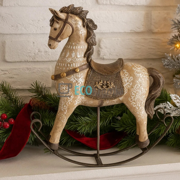 Декоративна статуетка «Конячка‑гойдалка» коричнева з зол ... Декоративна статуетка «Конячка‑гойдалка» коричнева з зол ...