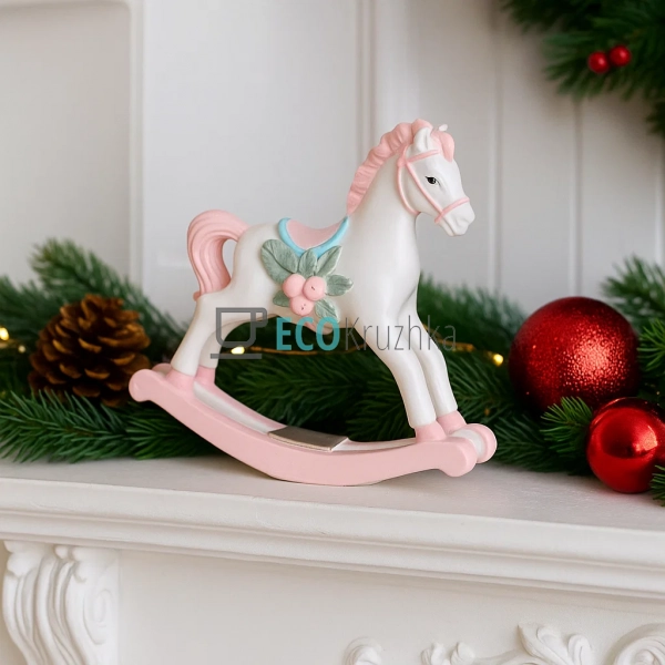 Декоративна фігурка «Конячка» 17×5×16 см — біло‑рожева ( ...