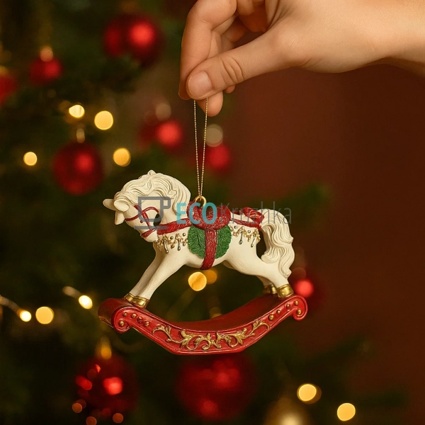 Декоративна підвіска‑конячка‑гойдалка 7,5×2×6,5 см біло‑ ...