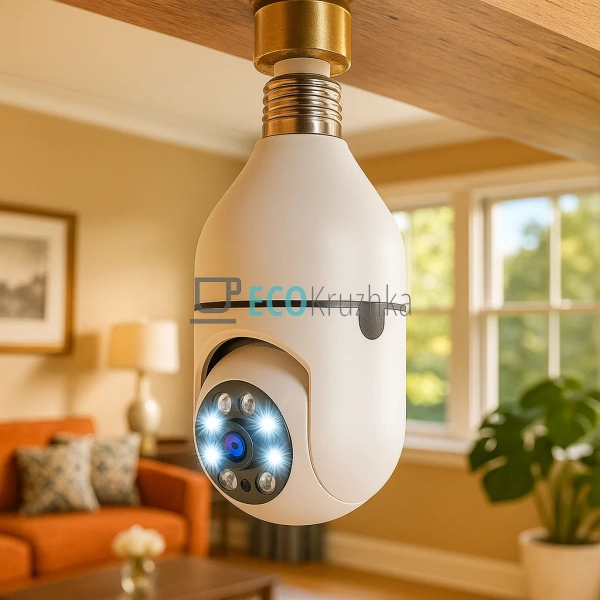 Бездротова Wi‑Fi панорамна IP‑камера E27 лампа Full HD ( ...