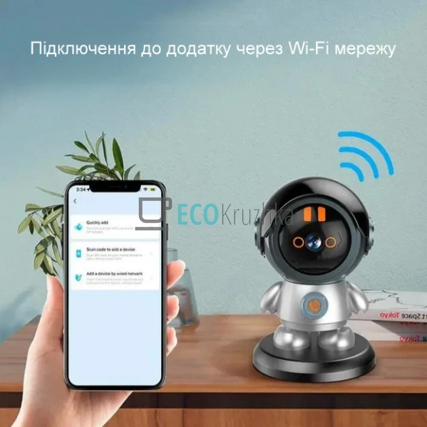 Поворотна Wi-Fi відеоняня-камера Астронавт з датчиком ру ...