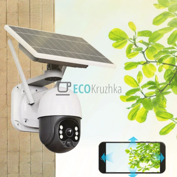 Вулична поворотна WiFi камера з сонячною батареєю 4G V38 ...